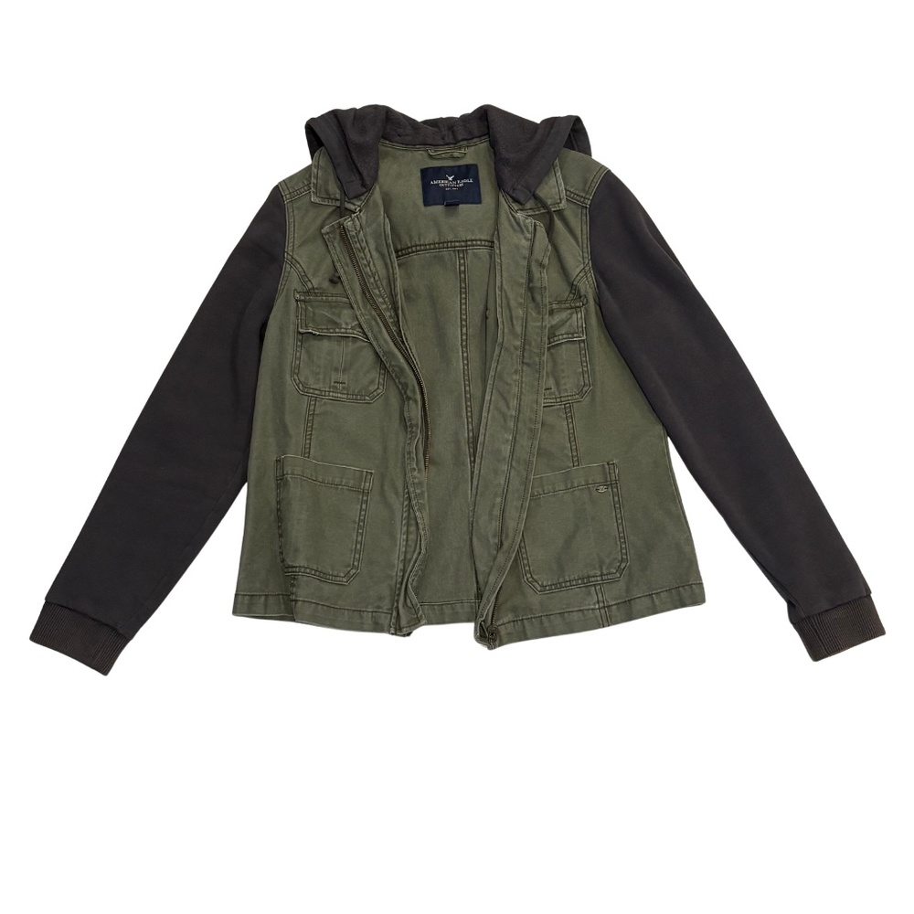 American Eagle Olive Green Utility Jacket Hoodie Women’s Size Large - Picture 2 of 12